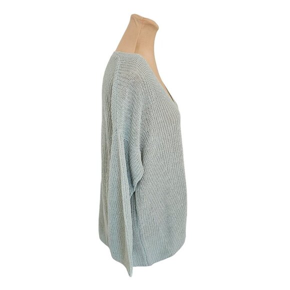 Part Two Etrona Linen Knit Blue Long Sleeve Sweater Sz L - Picture 3 of 8